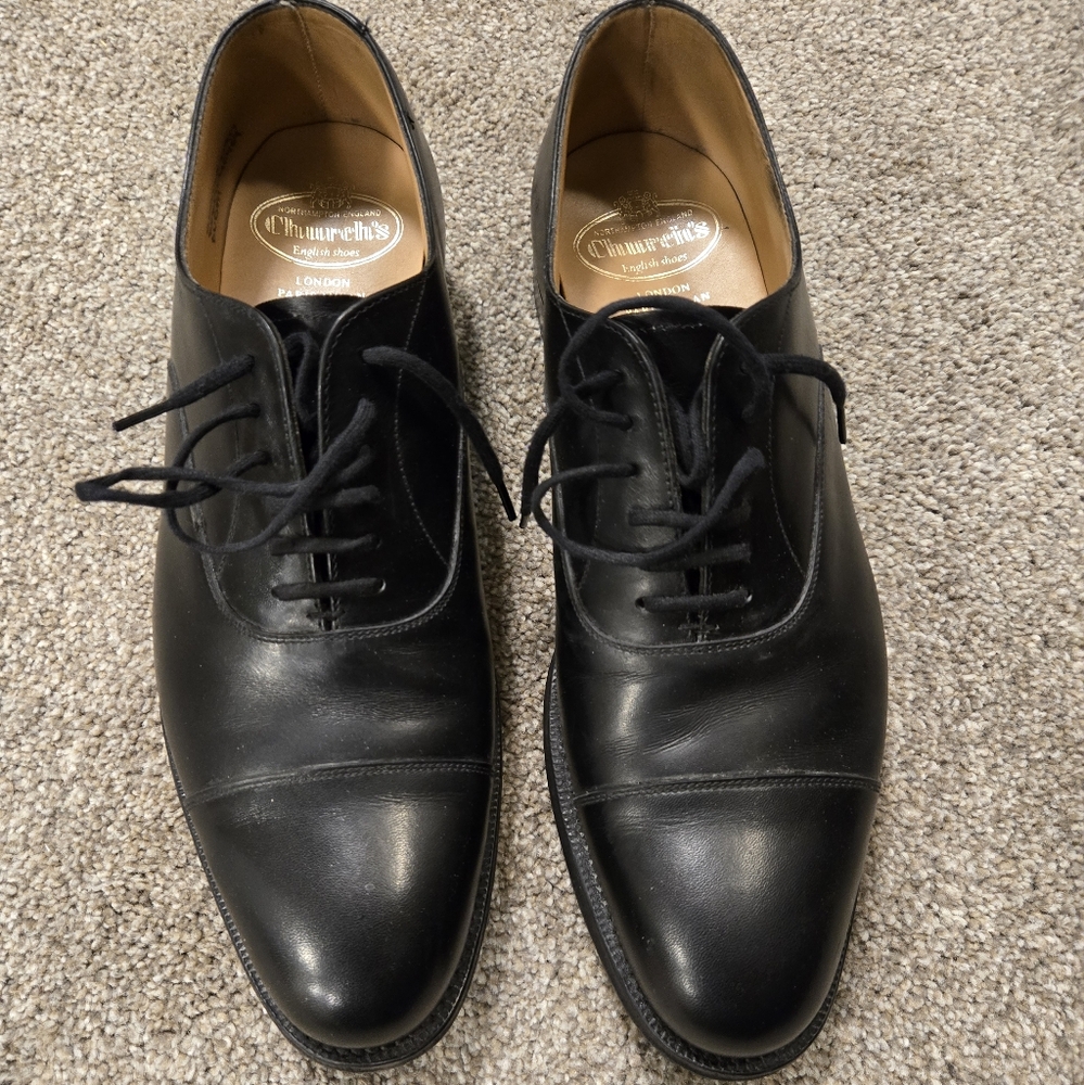 Church's 7US Black Leather Oxford Shoes Calve Leather Goodyear Welt